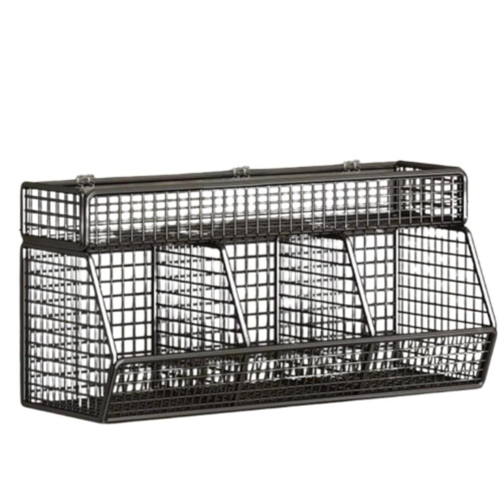 Wall Mounted Hanging Fruits Basket Double Layer Onion Storage Wire Basket  for Garlic