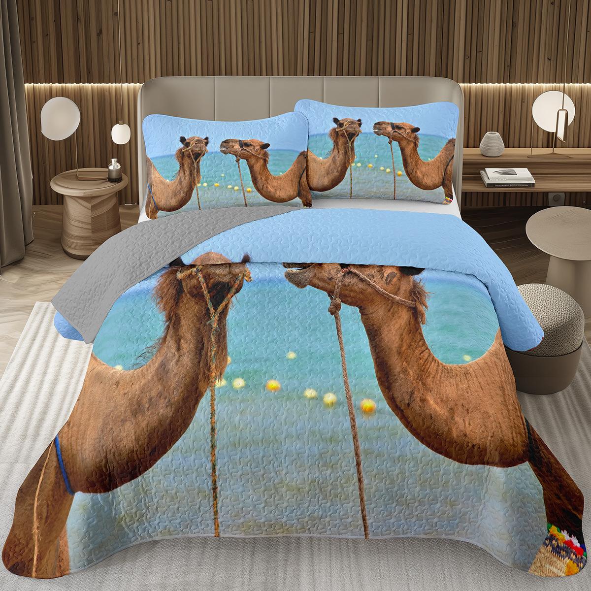 

Comforter Camel Wildlife Animal Set Desert Adventure Tehme Quilted Bedding Set For Teens Young Man Bedroom Dorm Decor Comforter (quilt)-EU Single(135*200cm)3pcs