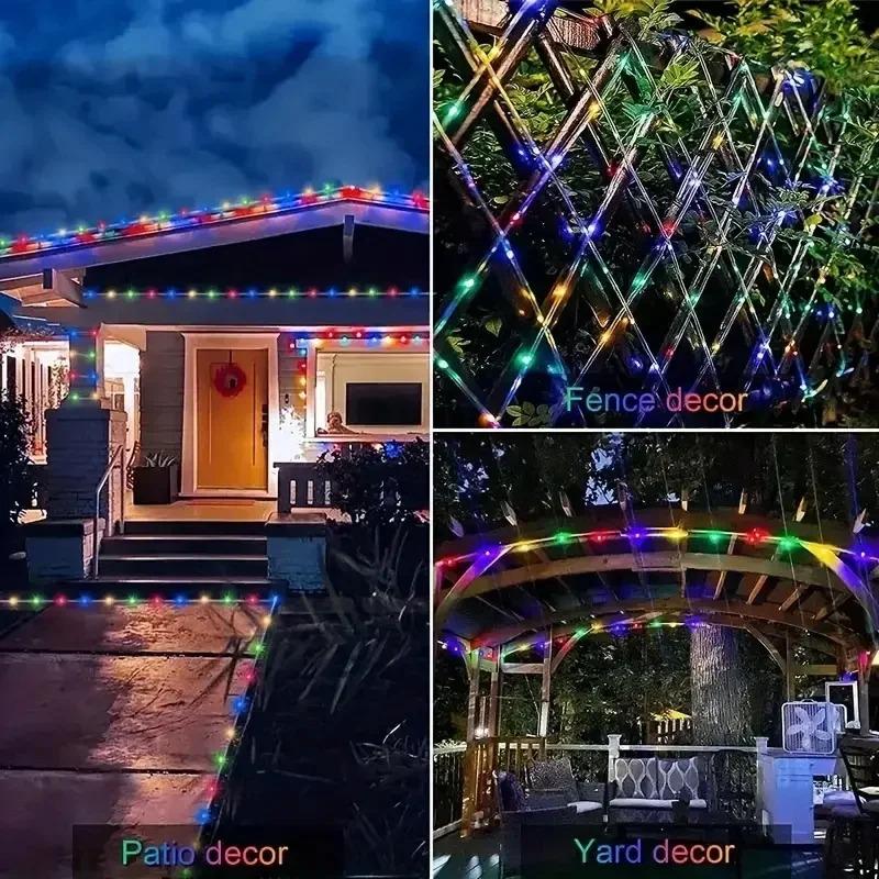 LED Solar Lichterkette Garten Wasserdicht Schlauch Seillampe Weihnachts Girlande Lichterkette für Außen Feiertagsdekoration Beleuchtung