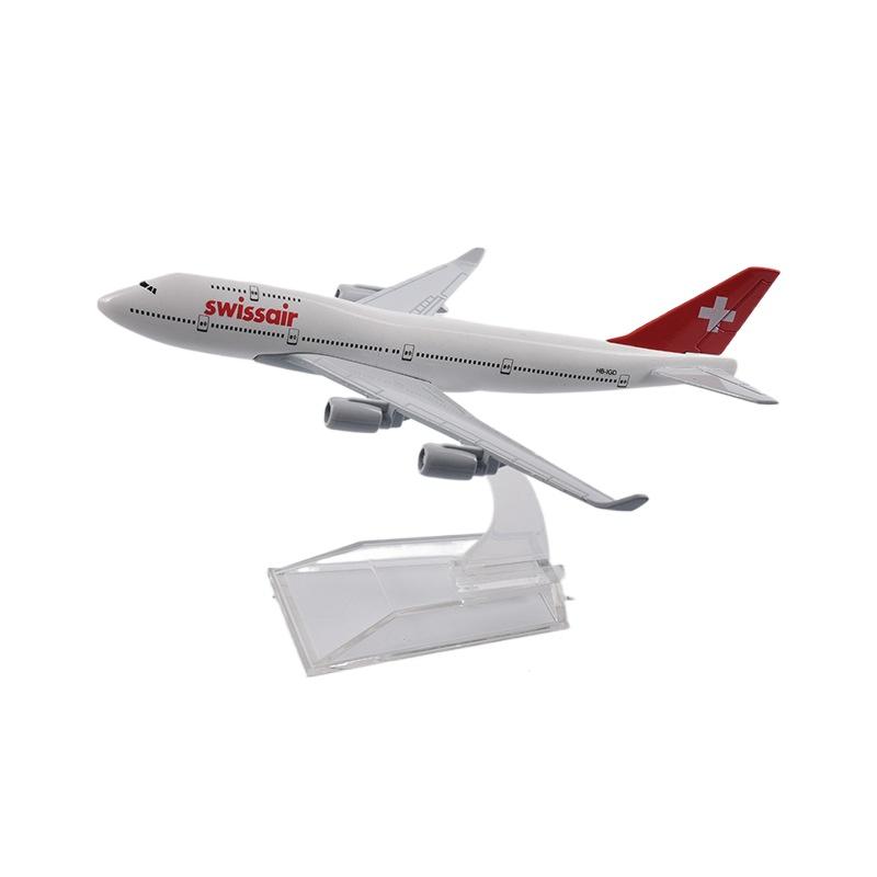 

Модель самолета Air Swiss B747 в масштабе 1:400, 16 см, сплав, самолет Swiss Airline, готовый сувенир, самолеты, коллекция хобби, украшение, подарок белый