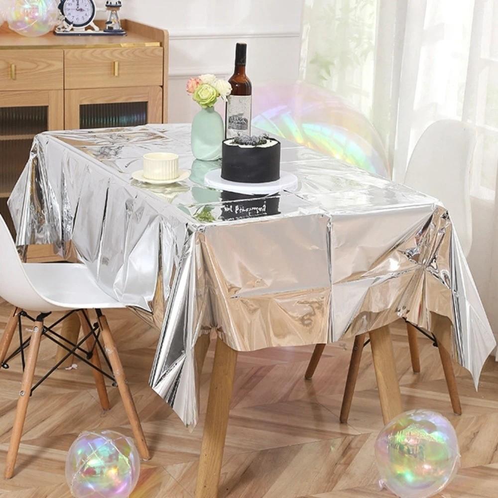 5PCS Colorful Aluminum Film Tablecloth Waterproof Plastic Tablecloth  Holiday Celebration