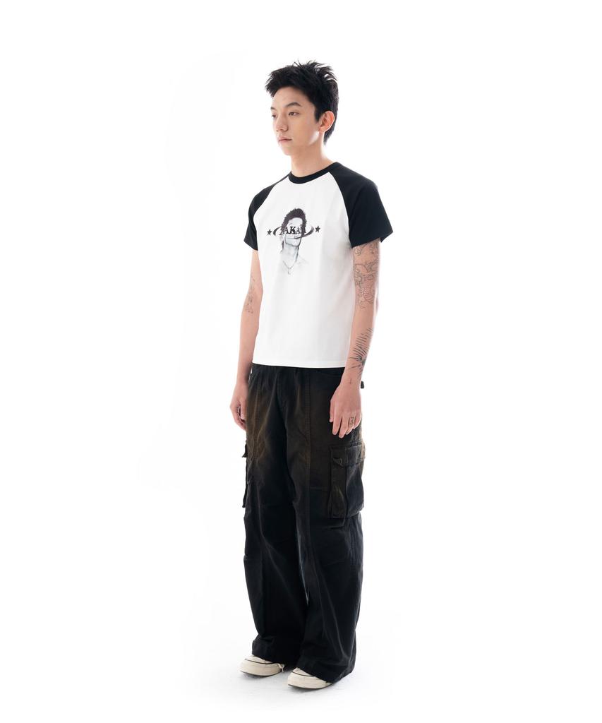 AAKAM Knee Pin-Tuck Wide Cargo Pants (Washed Black)
