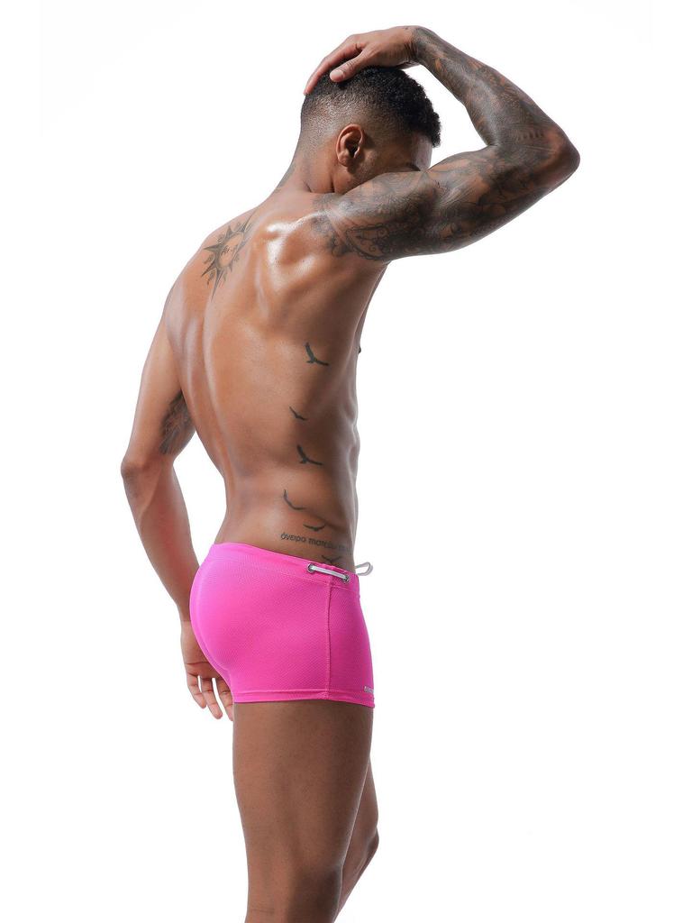 Men's Low-Waist Waterproof Swim Trunks - Drawstring Nylon Square Leg Design for European and American Markets