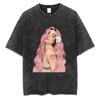 Fashion Karol G La Bichota Washed TShirt Aesthetic Hip Hop Men Women Short Sleeve Oversized Cotton Casual Tee Shirts Streetwear