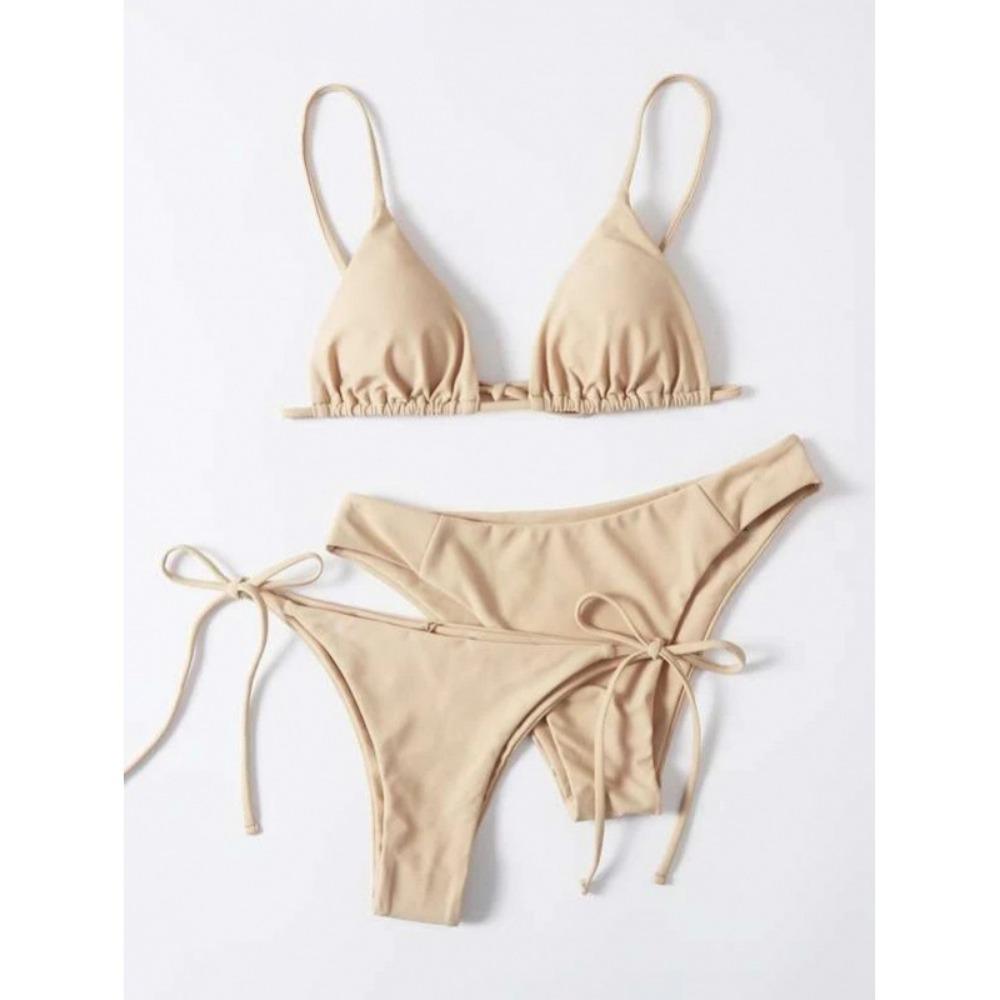 Maillot de bain trois pièces uni multicolore à fente Mode européenne et américaine Bikini Maillot de bain Femmes