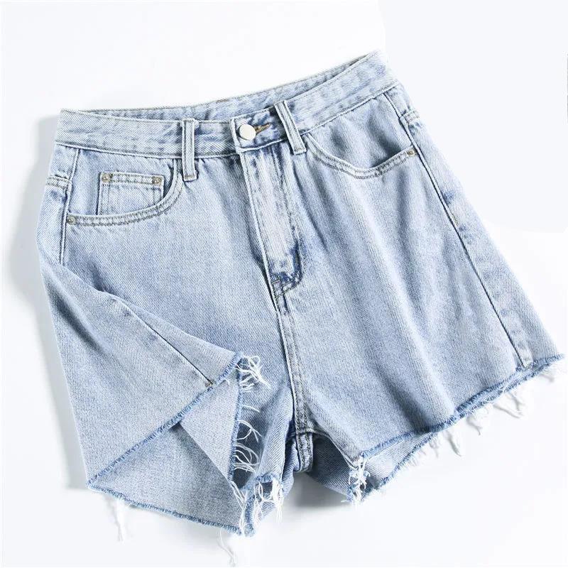 High Waist Zipper Female Short Jeans 