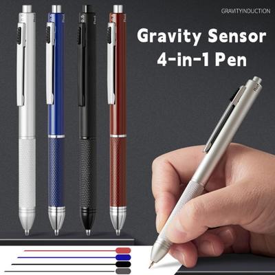 Metal 3 Color Ballpoint Pen 4-in-1 0.5mm Mechanical Pencil Refillable Writing Pen Gift