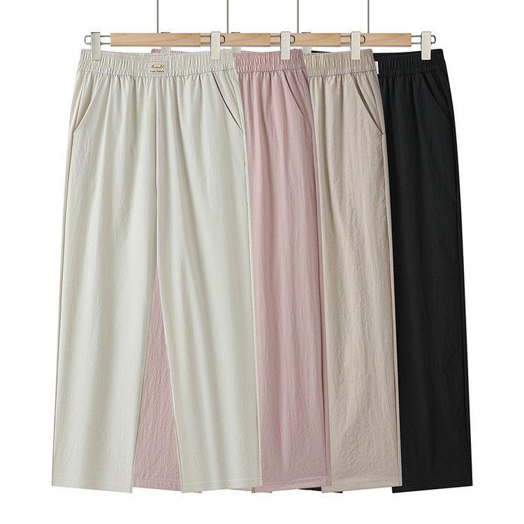 Spring/Summer 2026 Women's Versatile Casual Pants: Loose Straight-Leg, Elastic Waist, Perfect for Middle-aged & Elderly Moms