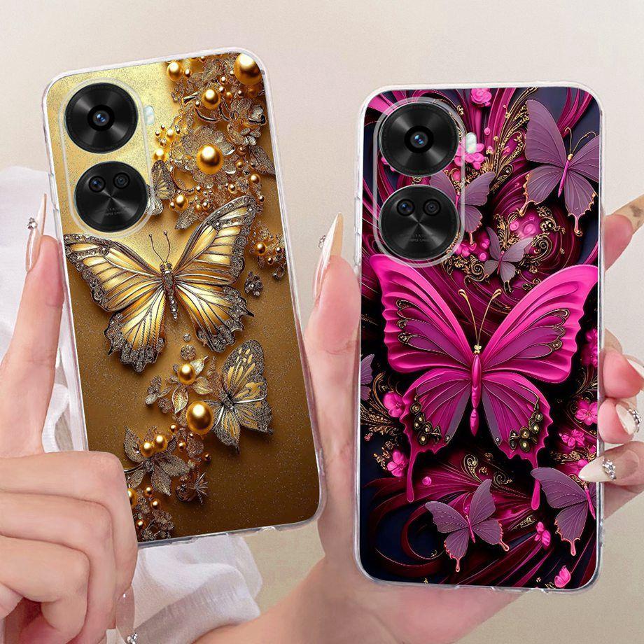 Für Huawei Nova 11i 11 Pro Nova 12 SE 11 SE Handyhülle Klar Weicher TPU Stoßfänger Abdeckung Cooles Cartoon Luxus Schmetterling Blume Funda