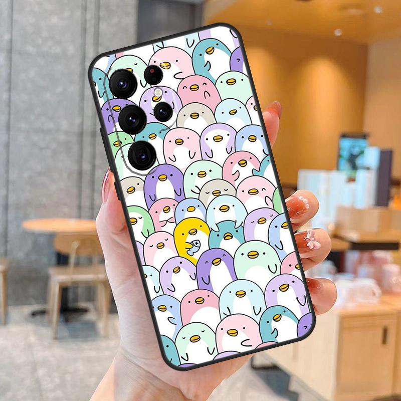 Cute Cartoon Penguin Phone Case For Samsung Galaxy S25 S23 S22 S21 S20 S24 Ultra S9 S10 Plus S25 FE Back Cover