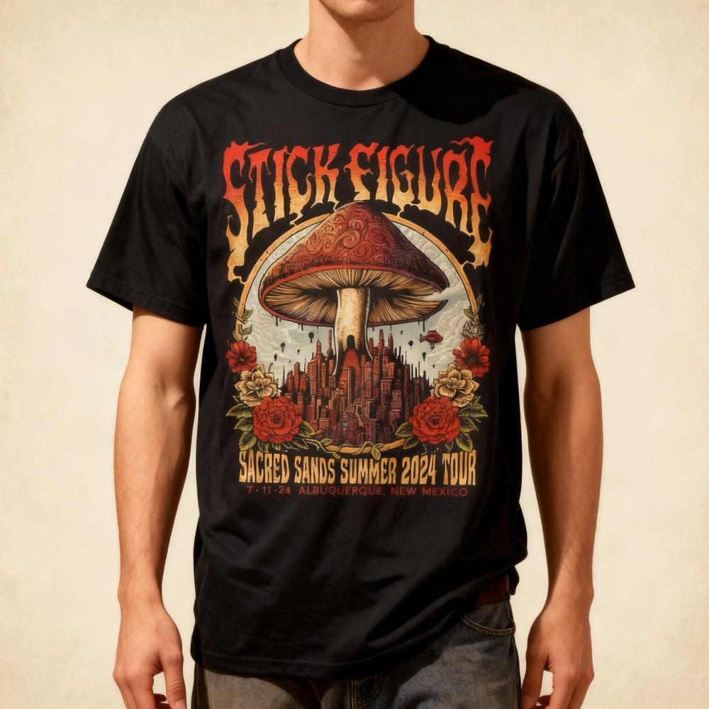 

Stick Figure Sacred Sands Summer 2024 Tour Cotton Black All Size Shirt Unisex T-Shirt XXXXL