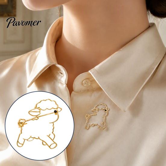 Tägliches Accessoire Hohl Lamm Brosche Reversnadel, Goldbeschichtete Legierung Tier Abzeichen Kleider Dekorative Nadel Kleidung für Party Jacken