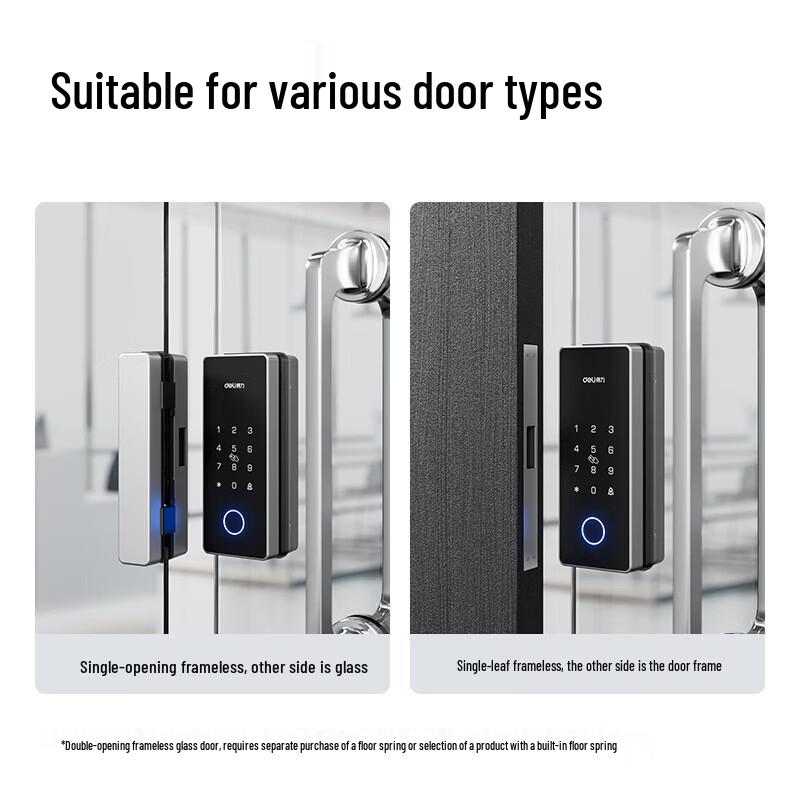 Deli AL107 Smart Glass Door Fingerprint Lock CN plug (adapter included)