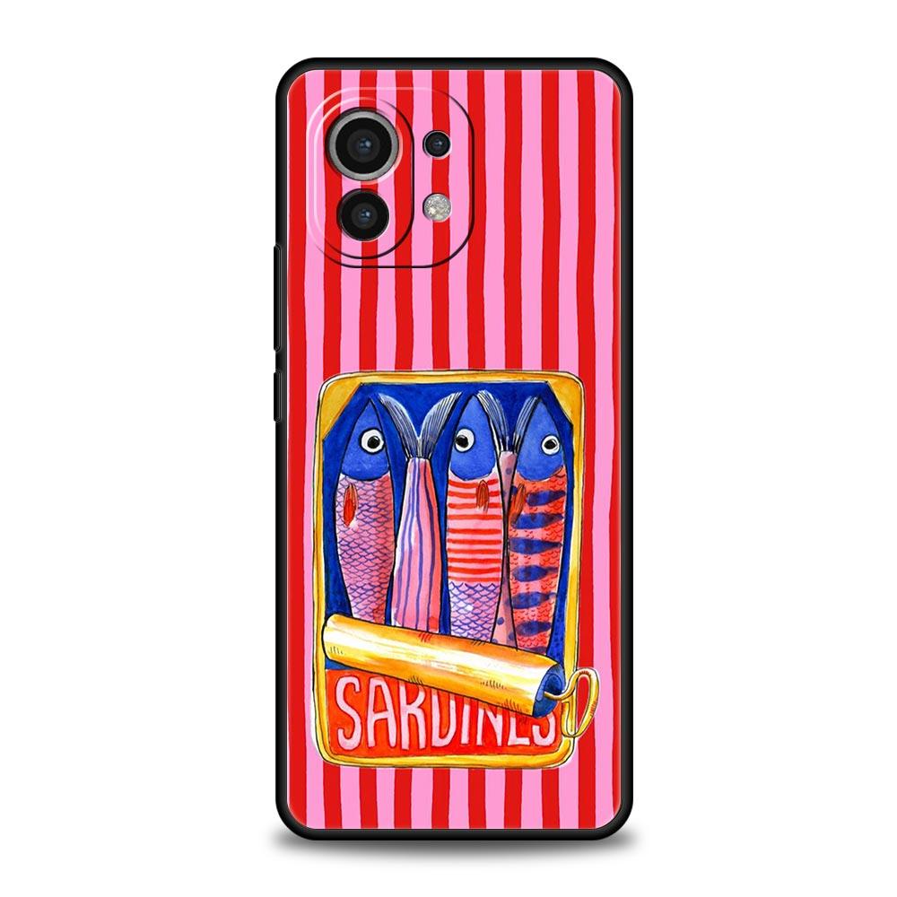 

Phone Case Cover for Xiaomi Mi 17 15 14 13 12 11 Ultra 15T 14T 13T 12T 11T Pro Lite 5G Soft TPU Capas Funny Fish Sardines Laser Xiaomi 12T