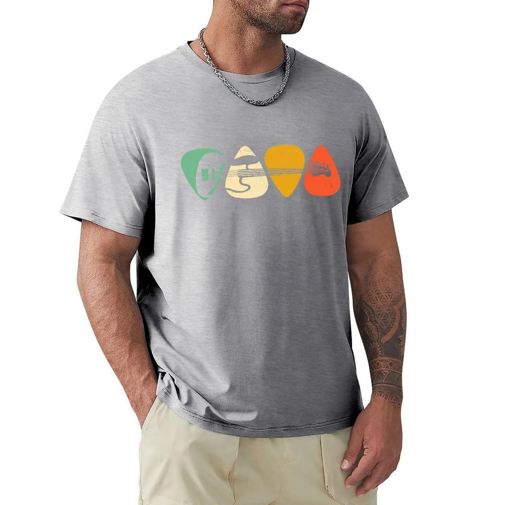 Bass Musician Gift EssentialAnime Clothes Design Guitar Picks Valentine Gift For Your Love Cotton Men T-Shirt