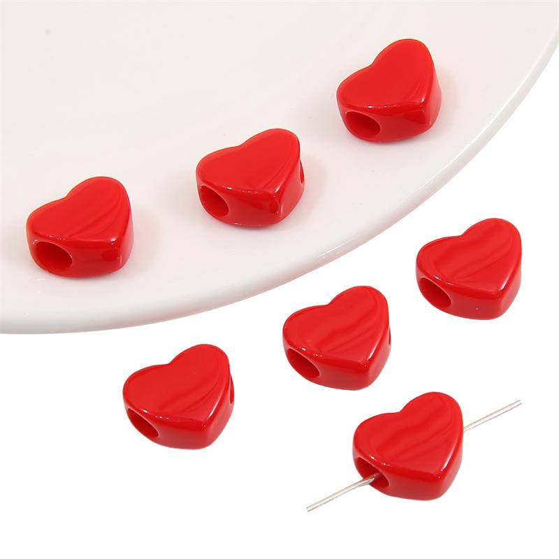 

30шт акриловые бусины сплошной цвет сердце подвески бусины для DIY браслет ожерелье ювелирных изделий красный