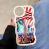 USA America Flag Wavy Edge TPU Mobile Phone Case for iPhone 17 16 15 14 13 12 11 Air Pro Max Plus Colorful Cover
