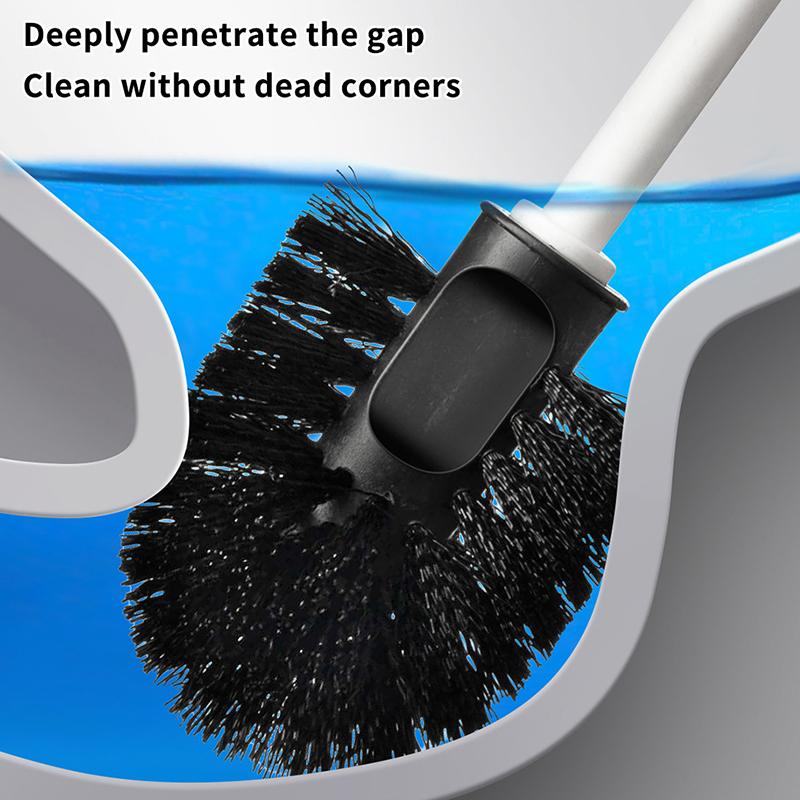 1 Set Soft Bristle Plastic Toilet Cleaning Brush Splash Proof Handle Toilet Brush With Base Bathroom Toilet Cleaning Tools