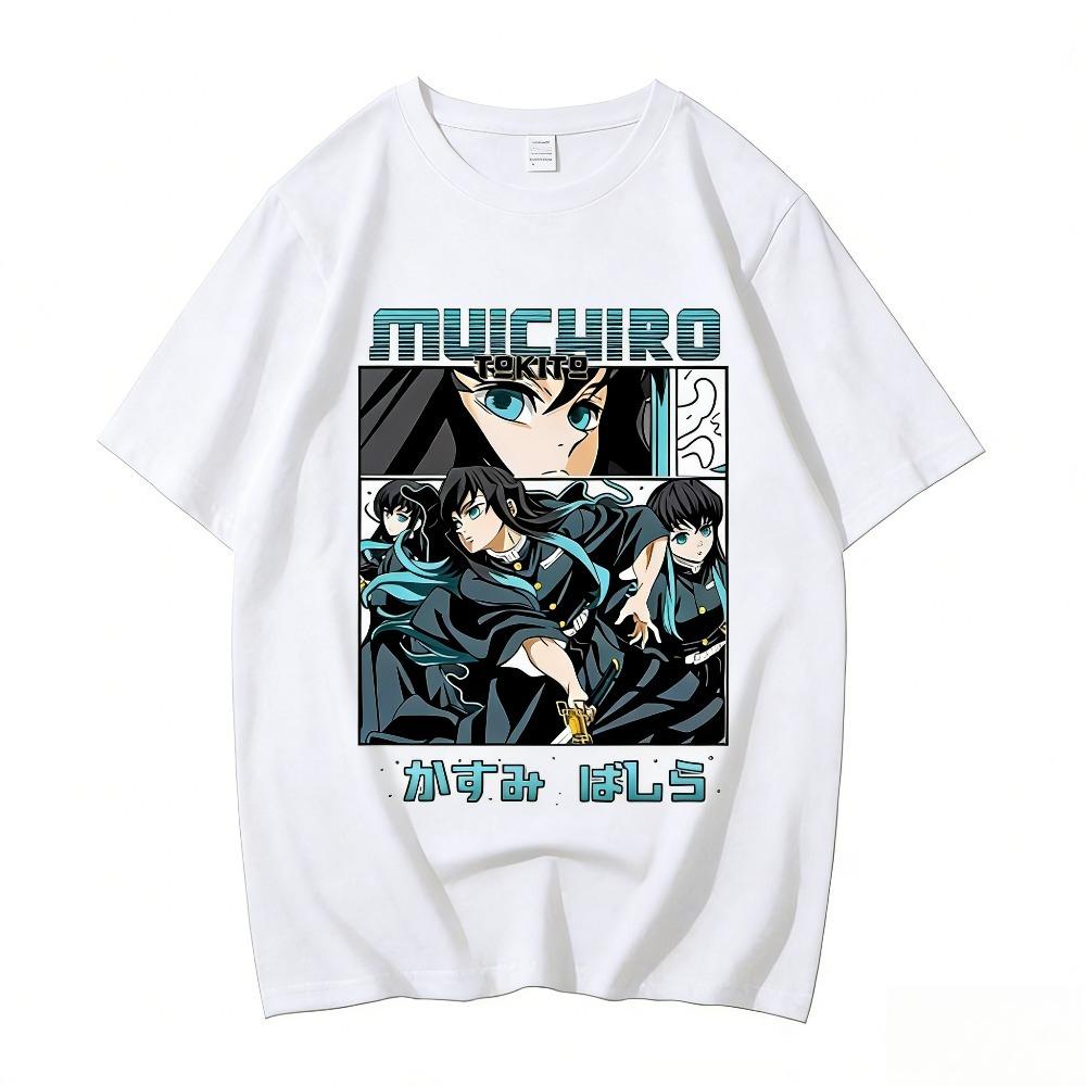 

2026 New Demon Slayer Muichiro Tokito Printed Short Sleeve Tshirt Mens and Womens Tshirt Mens Top Sports Tshirt Harajuku 2XL