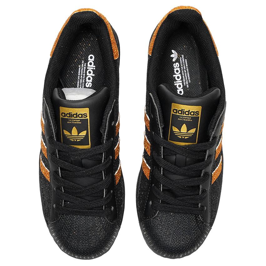 Adidas Originals SUPERSTAR Slip Resistant Abrasion Resistant Low top Skateboard Shoes Unisex Black Gold EG4959(Team415-)