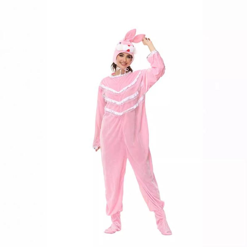 Costume Cartoon Animal Pink Rabbit onesie Adult animal stage performance suit