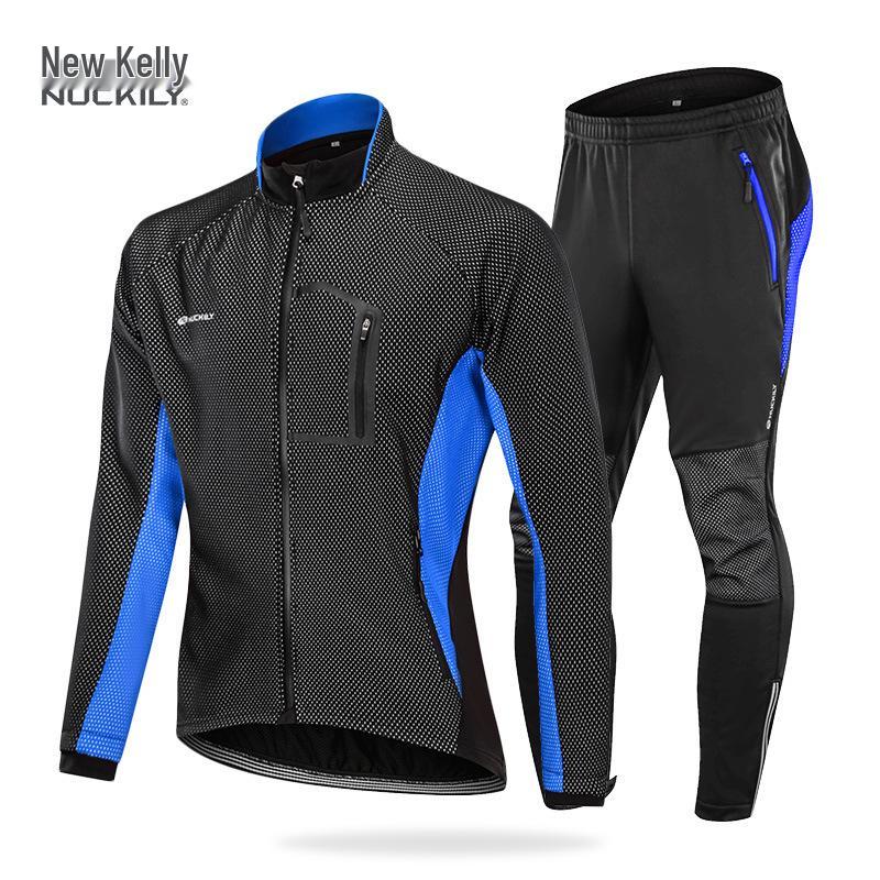 NUCKILY Autumn/Winter Fleece Cycling Set: Jacket and Long Pants for Outdoor Riding