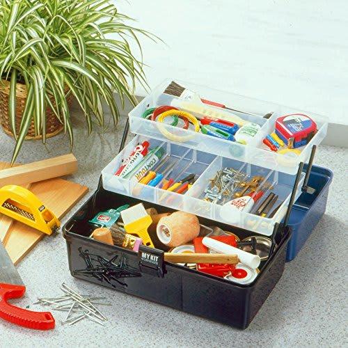 Iris Ohyama My Kit Tool Storage Tool Box Case Clear Black Versatile Case Storage Box Tool Box DIY Outdoor Camping Accessory Case 2 Tier Tray
