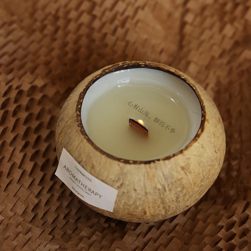 Coconut Shell Scented Candle Gift Box - Creative Bedroom Fragrance Souvenir