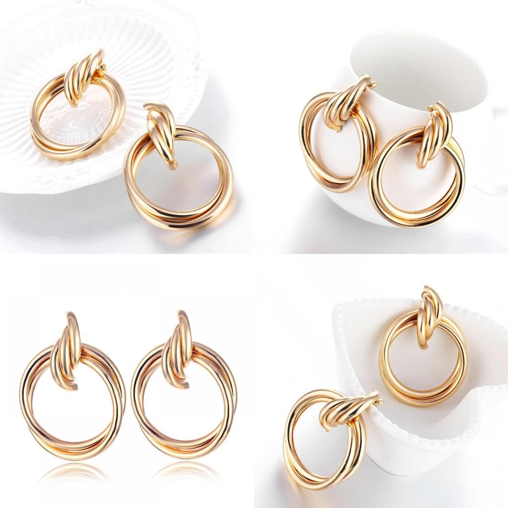 Unique Round Alloy Earrings For Women Modern European Style Perfect Gift Option