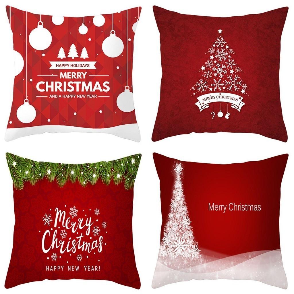 Charming Christmas Red Pillowcase Fadeless Cushion Cover For Holiday Home Styling