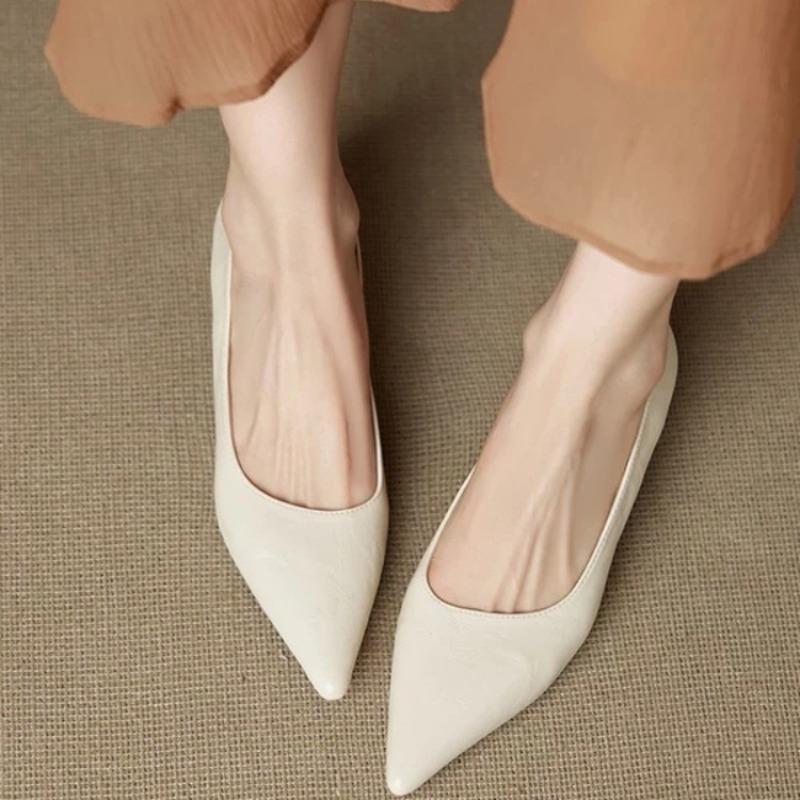 Women's Cow Leather Pointed Toe Slip-on Pumps High Quality Soft Comfortable Elegant Ladies  Thin High Heel Slim Dress Shoes
