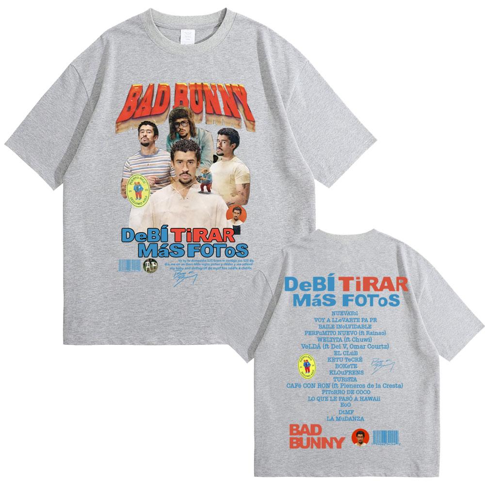 Rapper Bad Bunny Graphic T-shirt DeBi TiRAR MaS FOToS DTMF Print T Shirts Men Women Hip Hop Vintage Oversized T-shirt Streetwear