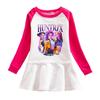 Vestido de Grupo de Chicas K-pop de Dibujos Animados: Falda Elegante de Princesa para Niñas, Manga Larga, Volante, Malla