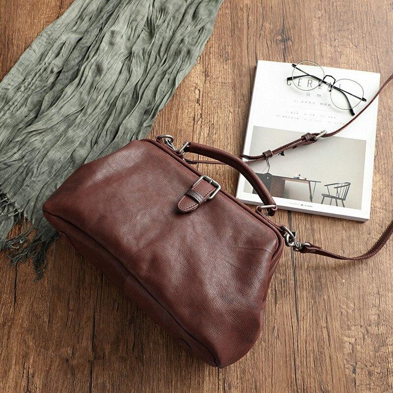 Johnature Retro natürliche weiche Rindsleder Frauen Tasche handgemachte große Kapazität Handtasche lässige Umhängetaschen