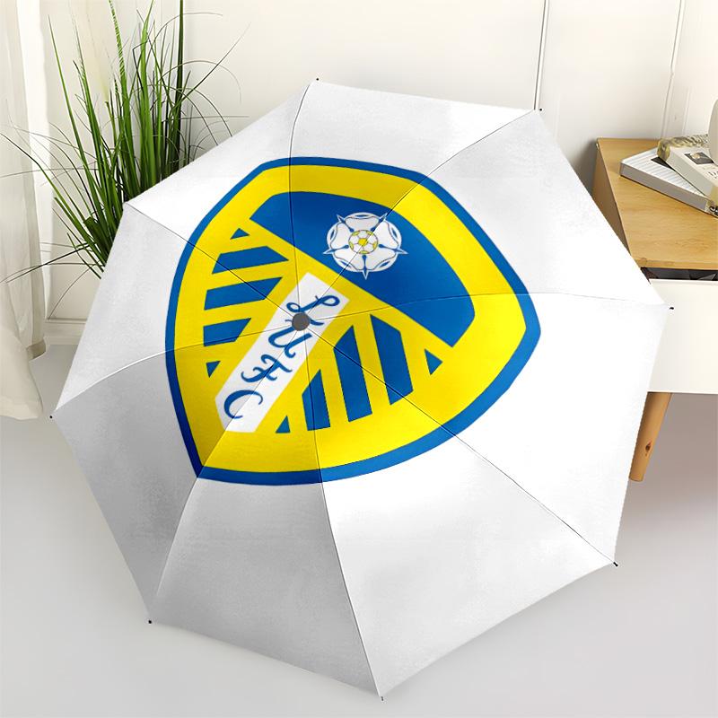 1 PC Automatic Folding Umbrella - Leeds Football Club Pattern Portable Foldable Design With 8 Ribs Christmas Birthday Gifts