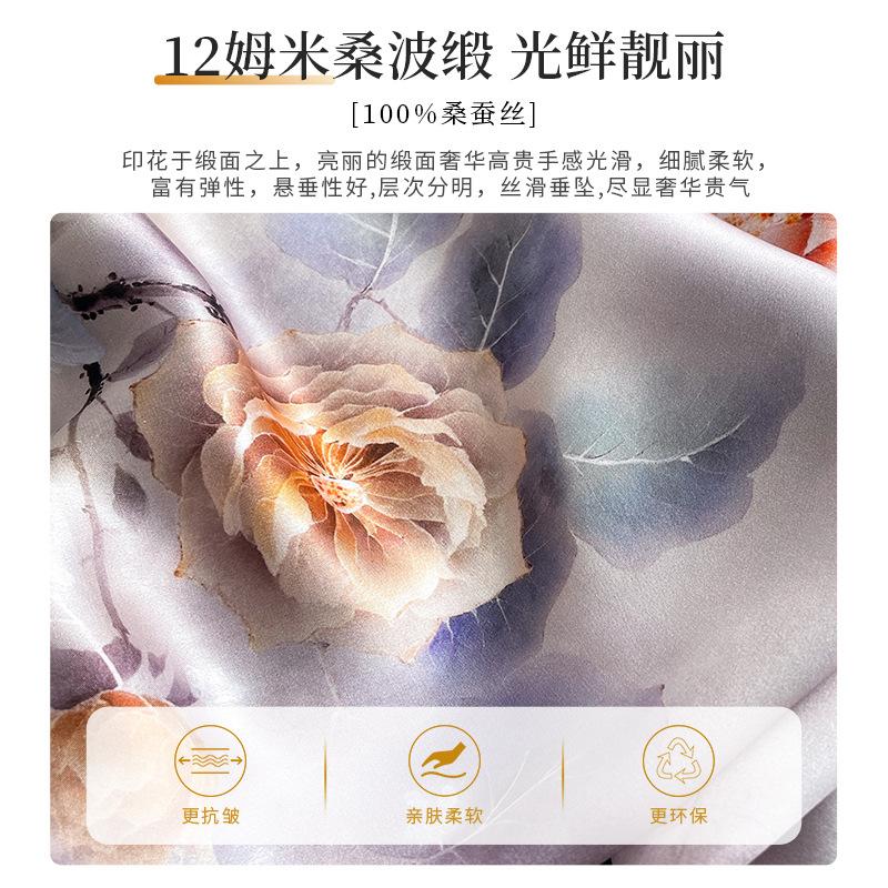 Fashion 100% Real Silk Scarf Women Square Floral Hairband Shawls Wraps for Ladies Foulard Scarves Pashmina Female Hijab Bandana