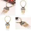 Vintage Gold Leaf Pendant Necklace With Tassel For Boho Fashion And Casual Wear