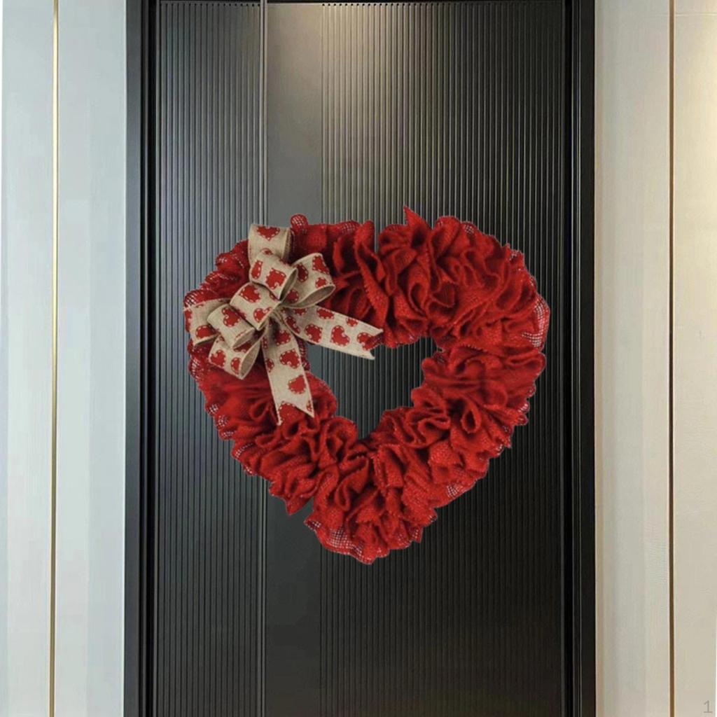 Heart Wreath Versatile Front Door Decoration for Engagement Celebration Wall Style A