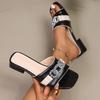 Summer Fashion  Style Square Head Low Heel Open Toe Beach Slippers Outdoor Sexy Comfortable Casual Sandals Plus Size