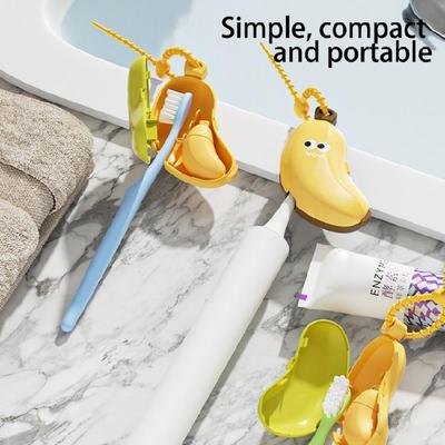 Compactly Banana Toothbrush Cover With Secures Lock Mechanism Water Resistant Bathroom Organizers Light Weight Case