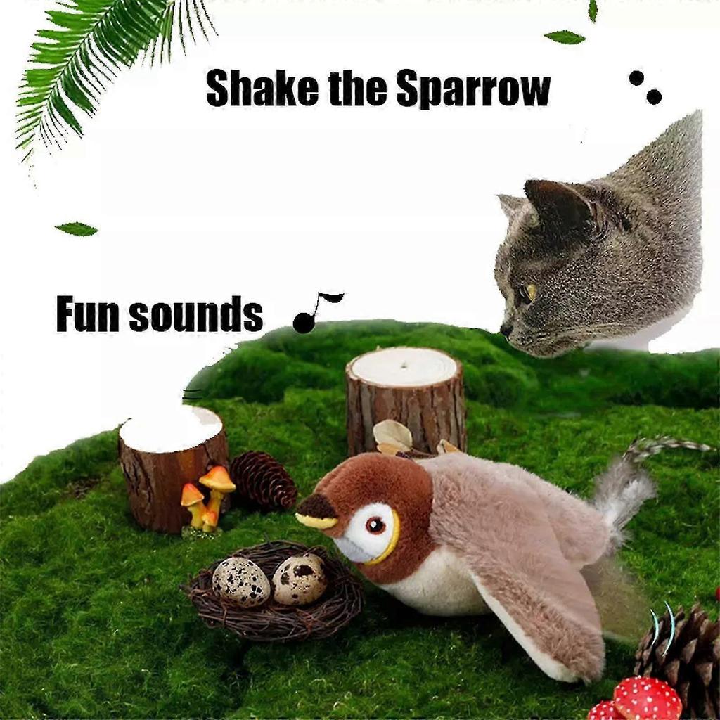 Electronic Interactive Flying Bird Cat Toy Flapping Wings,Sparrow Flapping Toy