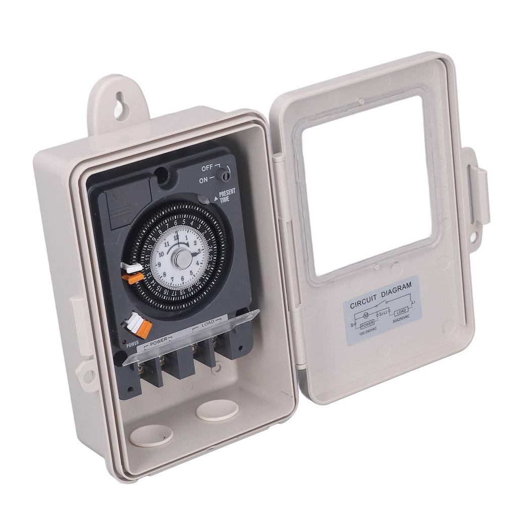 Mechanical Timer Switch IP53 Rainproof 24H Cycle Time Relay 30A 250VAC Contact Capacity 100?240VAC