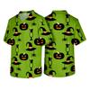 Men's Short Sleeve V Neck Halloween Print Medical Scrub Top with Chest Pocket Comfortable Fit Workwear for Healthcare Professionals