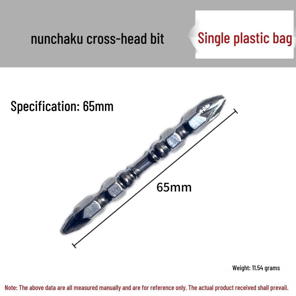 Double-Headed Magnetic Phillips Screwdriver Bit with S2 Nunchaku Ring for Electric and Air Tools