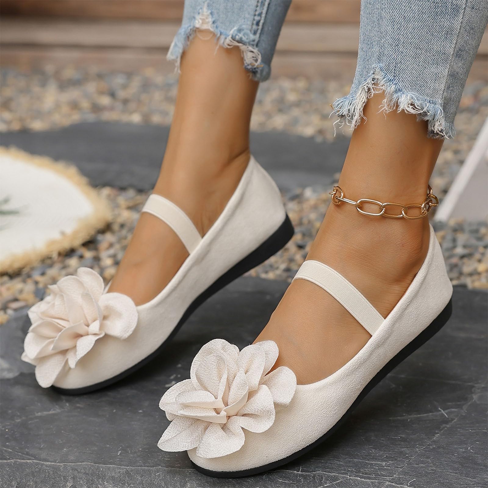 

Flat bottomed retro ballet with skirt and casual single shoes 36 бежевый
