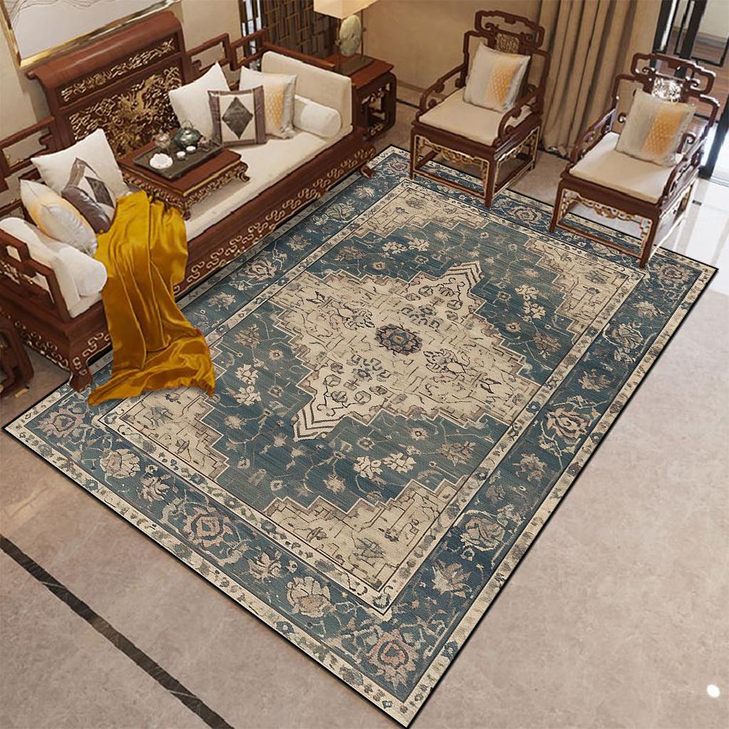 Retro Persia Style Carpet Living Room Large Area Washable Sofa Area Rug for Bedroom Decor Lounge Floor Mat Non-slip Customizable