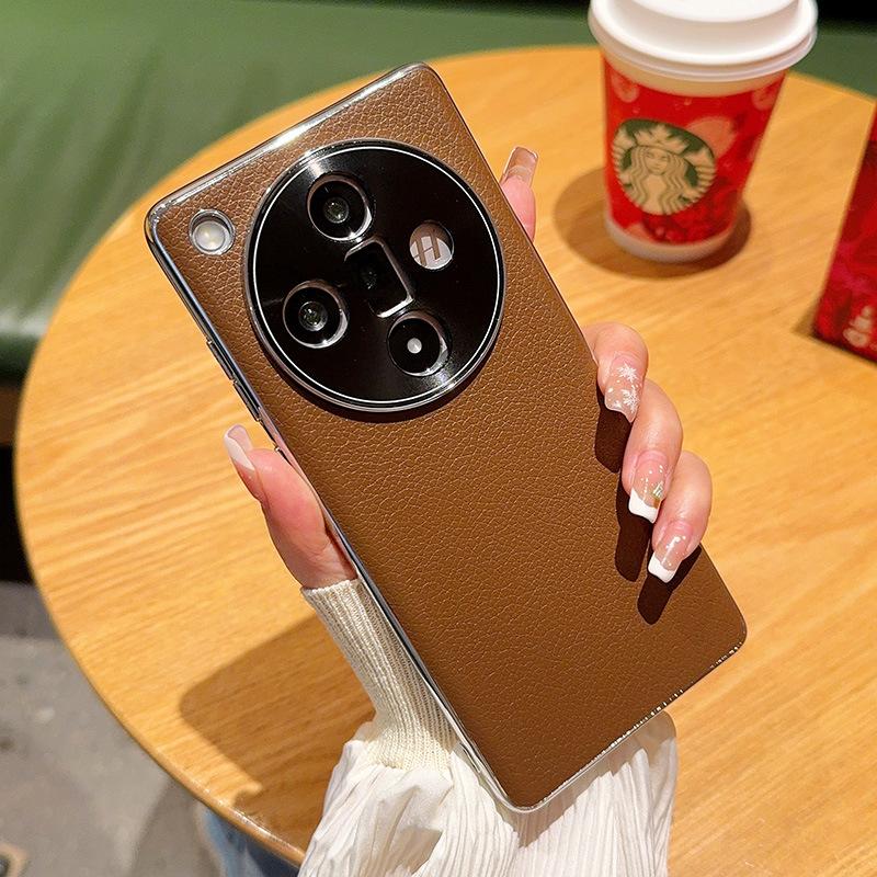 Phone Case for OPPO Find X8 Ultra X7 X8S Plus Electroplated Lychee Pattern Leather Shell for OPPO Find X8 Pro X6 X8s+ Hard Cover