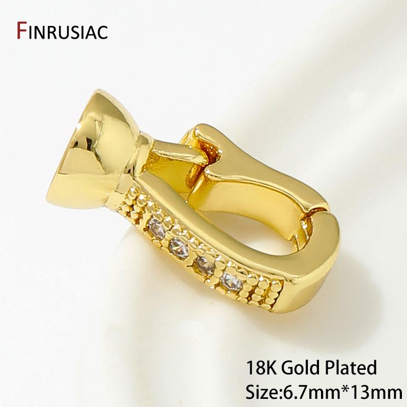 

18K Gold Plated Brass Pearl Clasps Connector For Jewelry Making Finding,Inlaid Zircon Hook Clasps Fasteners,Supplies For Jewelry 2 pieces