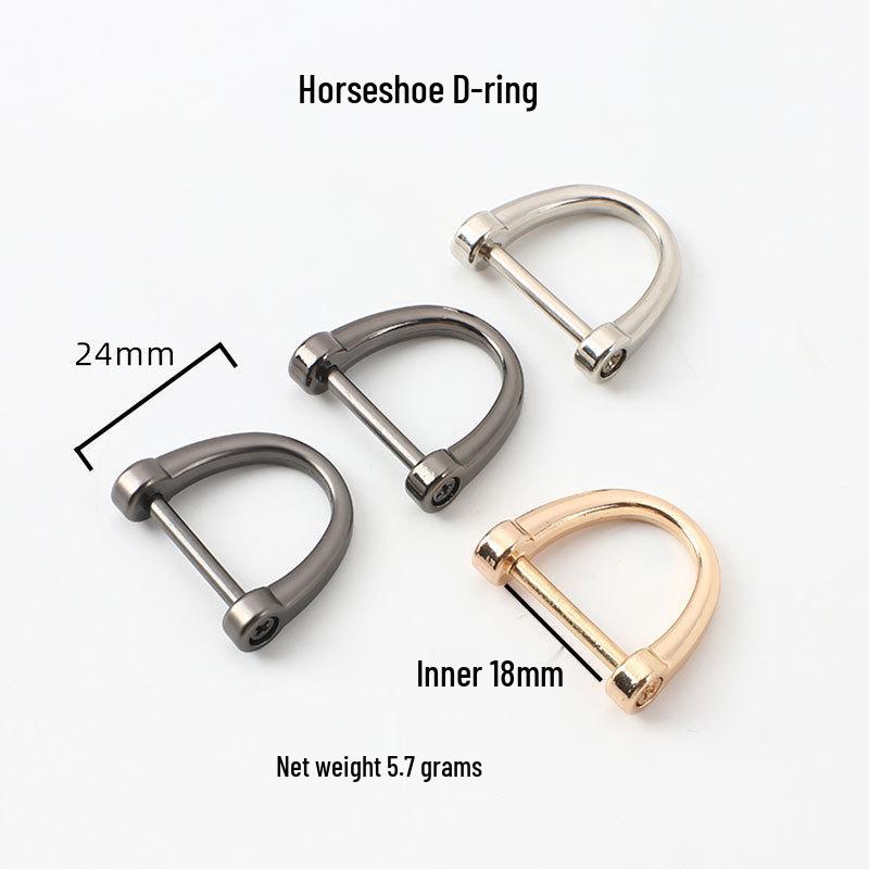 Hufeisen Schnalle D-Ring Schlüsselanhänger Anhänger, 17mm Zinklegierung