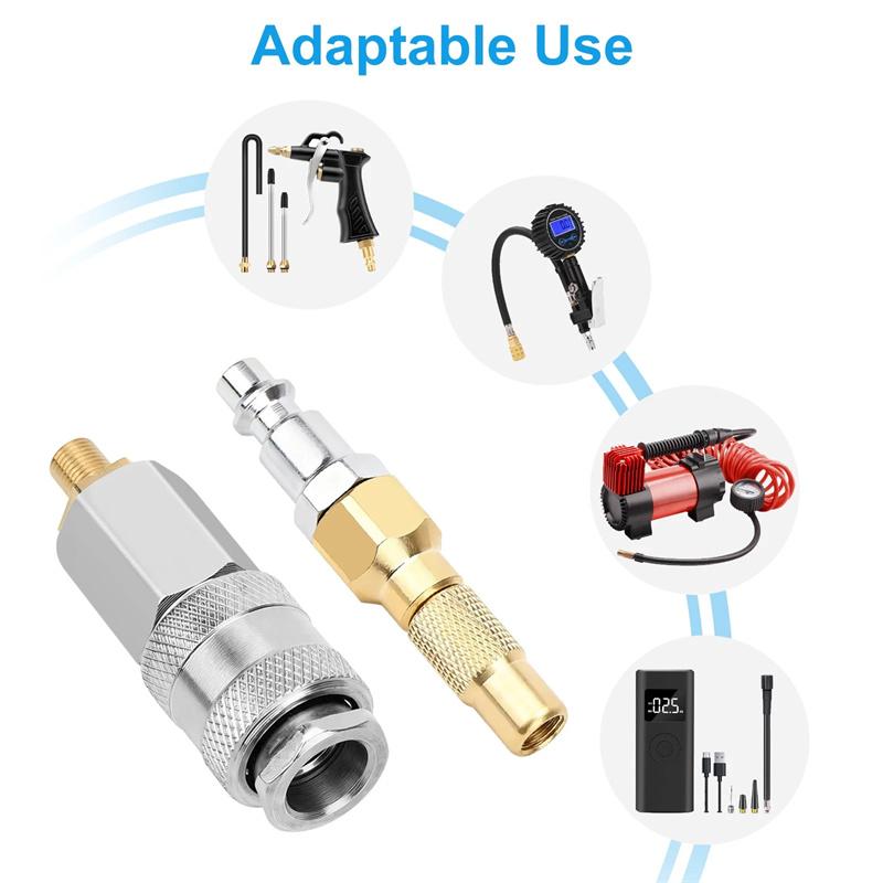 3 ks robustní měděná vzduchová tryska s rychlospojkou, našroubovací vsuvka pro huštění pneumatik pro hučák pneumatik, kompresor